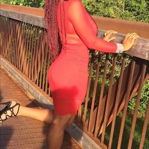 Dress with sparkly sleeve